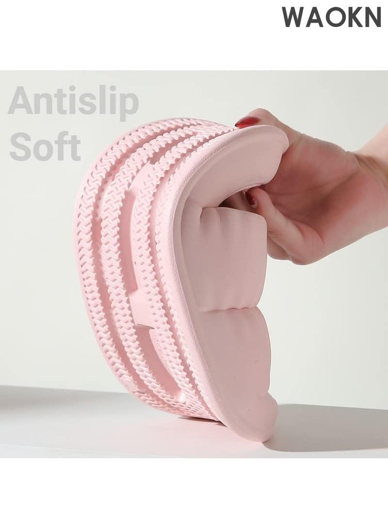 دبليو أيه أو كي أن أحذية منزلية نسائية ذات منصة سميكة، شبشب صيفي للشاطئ، نعل ناعم من مادة إي في إيه، مسطح، غير قابل للانزلاق، صندل ناعم للاستحمام، مفتوح من الأمام، حمام سباحة، صالة ألعاب رياضية، صنادل منزلية للاستخدام الداخلي والخارجي، حمام داخلي، منزل، أحذية غير قابلة للانزلاق (اللون: وردي، المقاس: 38-39، الطول الداخلي: 245 مم) - Image 2
