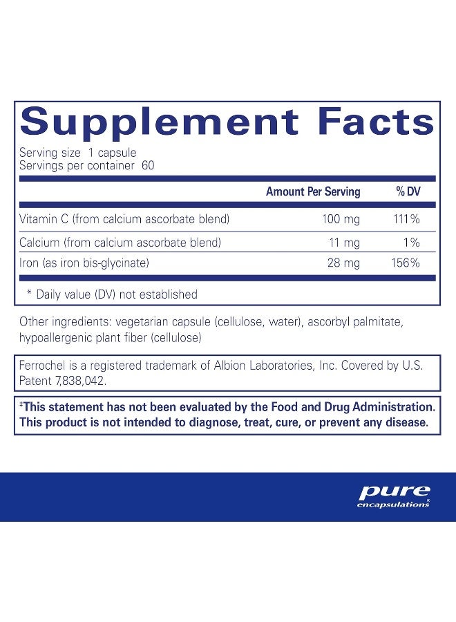 Pure Encapsulations OptiFerin-C | Iron Supplement to Support Healthy Skin, Iron Absorption, and Overall Immune System Health* | 60 Capsules - Image 2