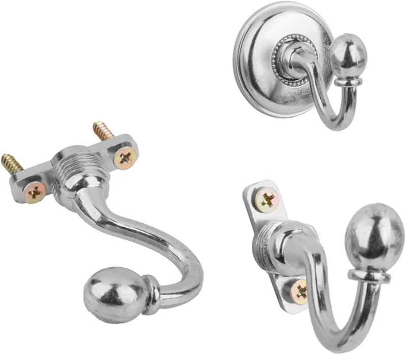 خطافات ستائر فضية عتيقة، مثبتات ستائر، حامل حائط، شرابات، عبوة من قطعتين - Image 2