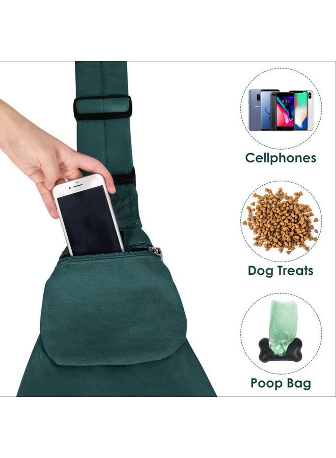 AutoWT AUTOWT Dog Padded Papoose Sling, Small Pet Sling Carrier Hands Free Carry Adjustable Shoulder Strap Reversible Tote Bag with a Pocket Safety Belt Dog Cat Traveling Subway (5-12lbs, Green) - Image 4
