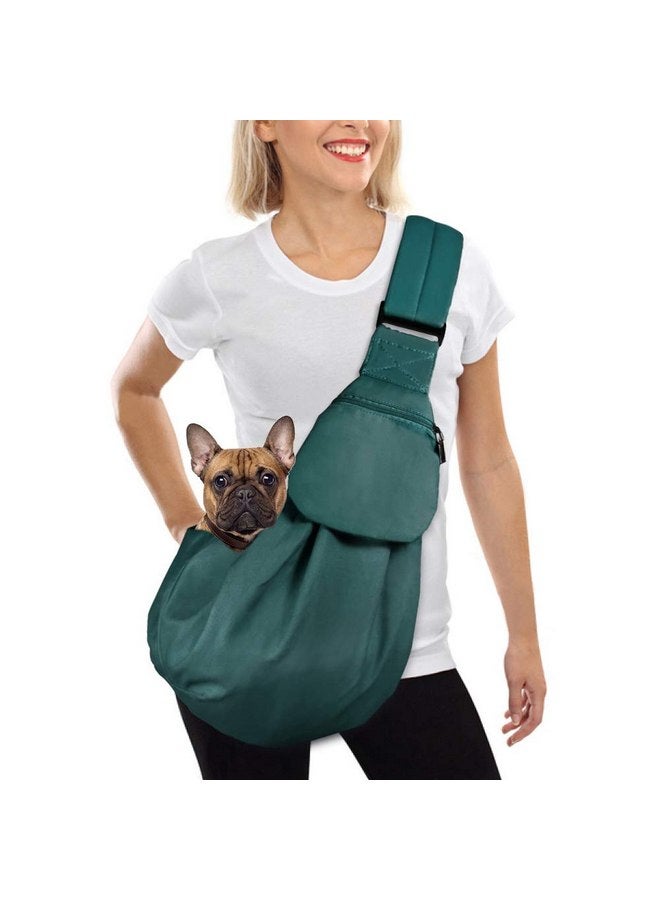 AutoWT AUTOWT Dog Padded Papoose Sling, Small Pet Sling Carrier Hands Free Carry Adjustable Shoulder Strap Reversible Tote Bag with a Pocket Safety Belt Dog Cat Traveling Subway (5-12lbs, Green) - Image 1