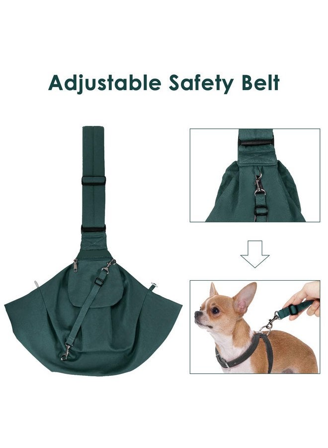 AutoWT AUTOWT Dog Padded Papoose Sling, Small Pet Sling Carrier Hands Free Carry Adjustable Shoulder Strap Reversible Tote Bag with a Pocket Safety Belt Dog Cat Traveling Subway (5-12lbs, Green) - Image 3