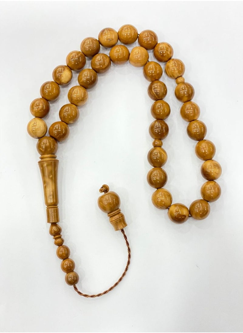 RUKN AL SAHRA - NATURAL KUKA WOOD 12MM ROUND BEADS  MASBAHA PER PIECE - Image 1