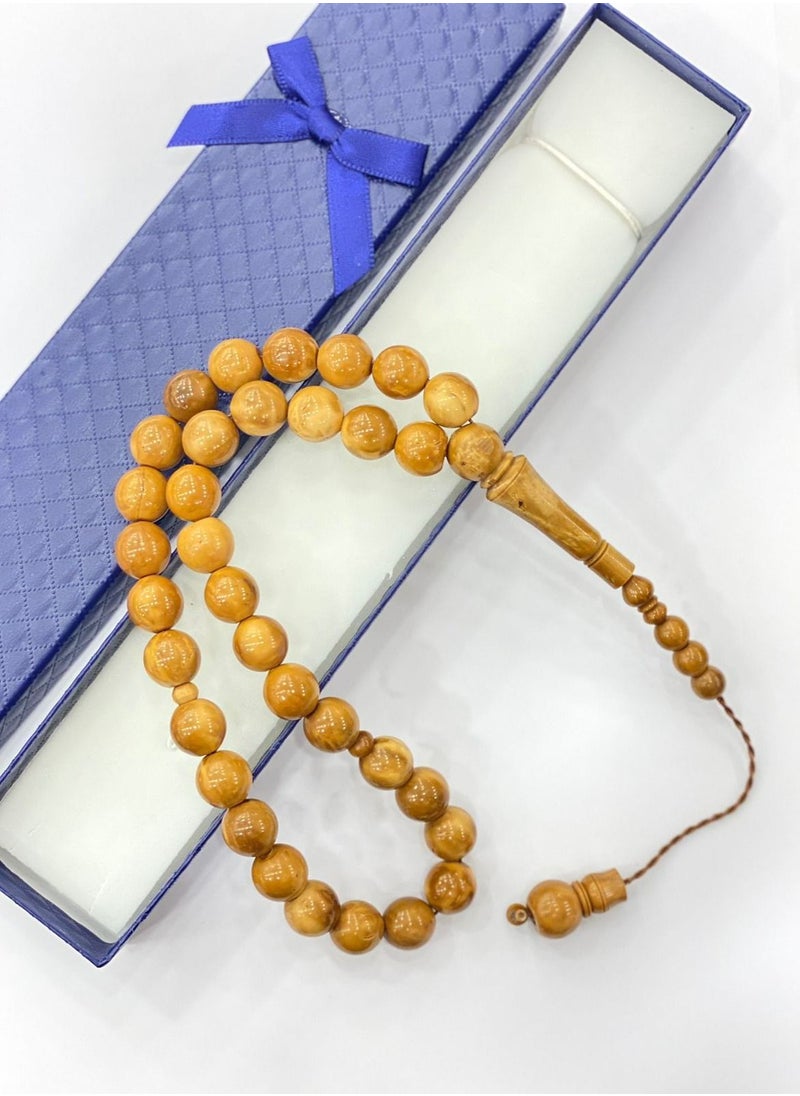RUKN AL SAHRA - NATURAL KUKA WOOD 12MM ROUND BEADS  MASBAHA PER PIECE - Image 1