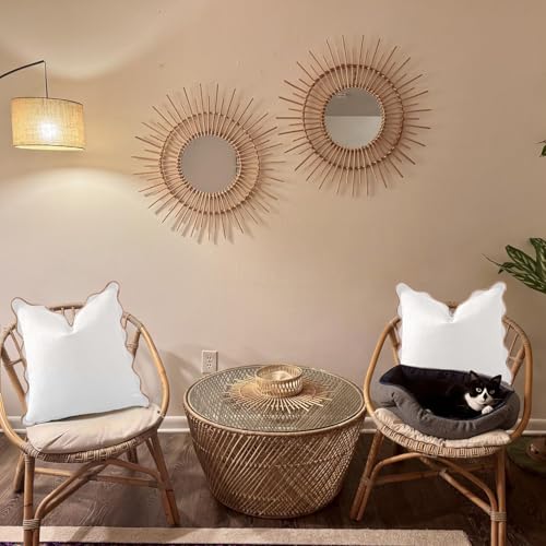 Mayler Yee Scalloped Pillow Covers Set of 2 for Living Room | Spring Decorative Sofa Couch Pillows | Boho Sytle Decorative Home | Aesthetic Funky Preppy Pillow Cases (Beige & Brown, 24x24 Inch) - Image 3