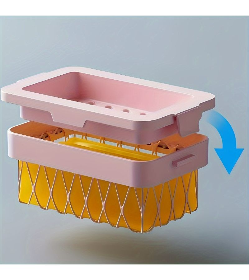 Pink And Blue Highly Elastic Mesh Soap Bubble Container Versatile Laundry Soap Holder - Image 5