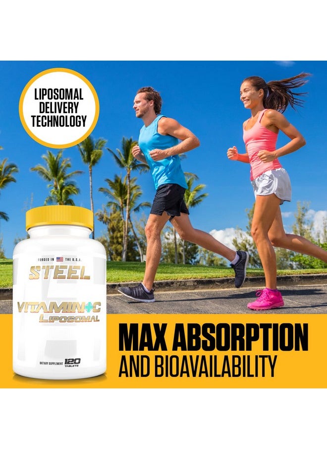 Steel Supplements - Vitamin C Liposomal ; Immunity Antioxidant Cardiovascular Health ; 1000Mg Vitamin C Cyclosome Technology ; 120 Tablets - Image 1