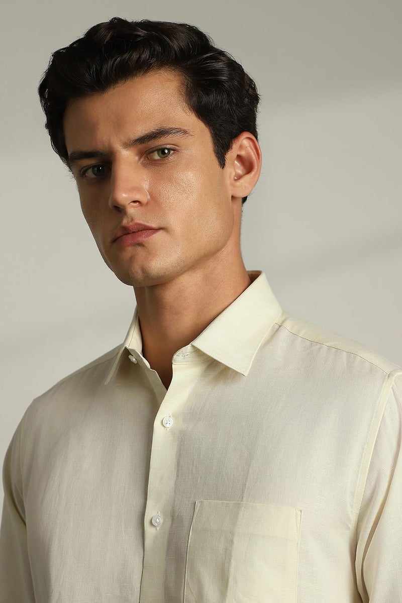 Van Heusen Men's Regular Fit Shirt (VHSFFCUBU72579_Light Yellow - Image 5
