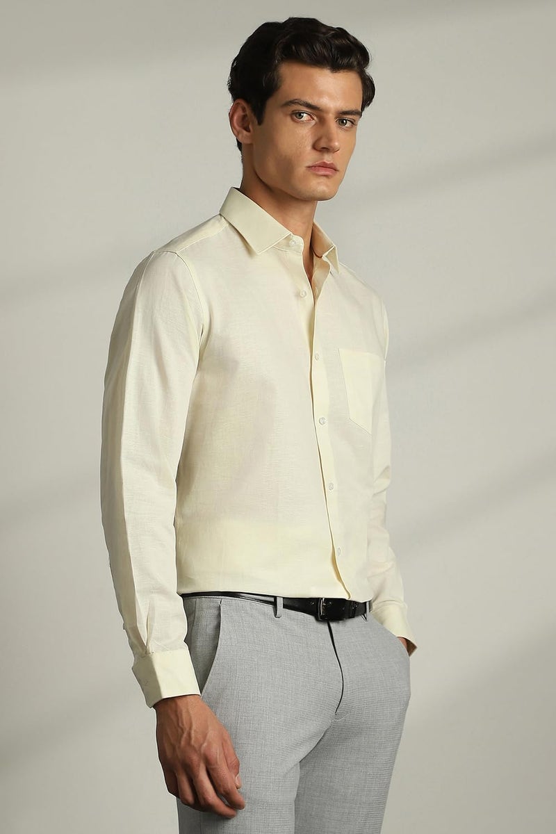 Van Heusen Men's Regular Fit Shirt (VHSFFCUBU72579_Light Yellow - Image 3