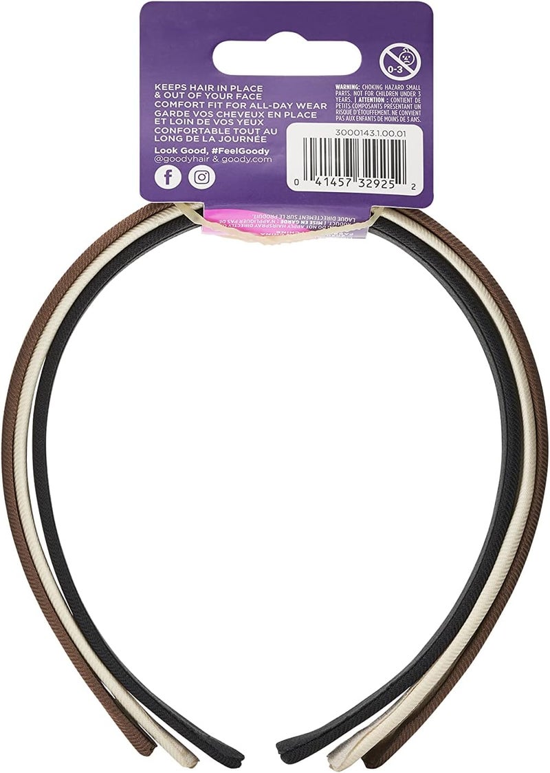 Goody Classics Fabric Covered Headbands, Assorted Colors - 3 Count - Image 3