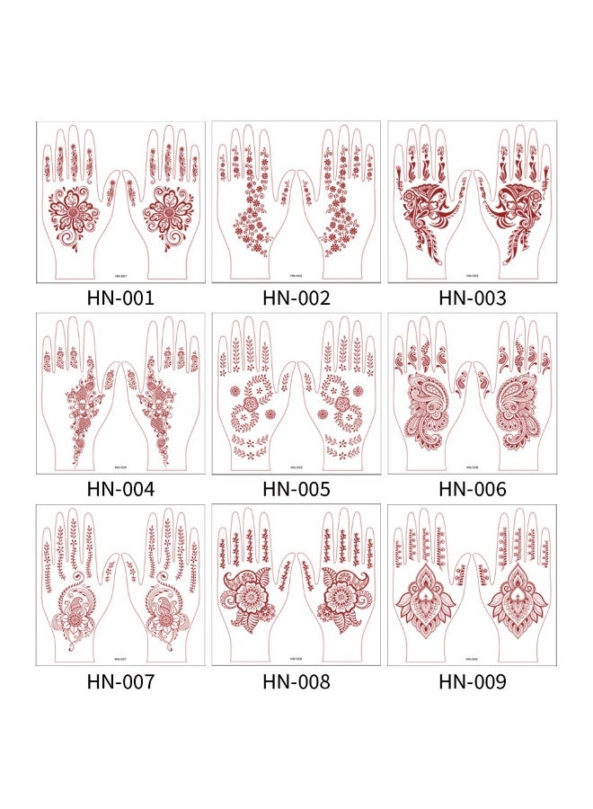 يوكانبي مجموعة من 18 ملصق تاتو دانتيل زهري باللون البني الحناء – تاتوهات مؤقتة مقاومة للماء والعرق لتزيين ظهر اليد - Image 1