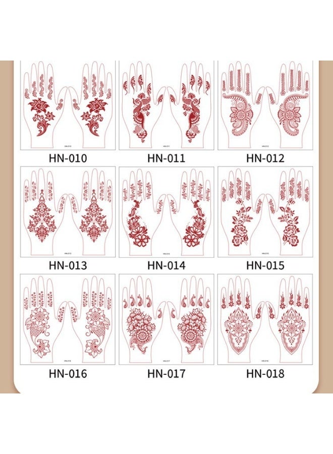 يوكانبي مجموعة من 18 ملصق تاتو دانتيل زهري باللون البني الحناء – تاتوهات مؤقتة مقاومة للماء والعرق لتزيين ظهر اليد - Image 2