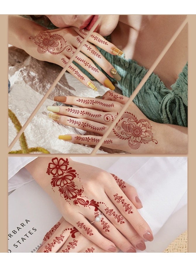يوكانبي مجموعة من 18 ملصق تاتو دانتيل زهري باللون البني الحناء – تاتوهات مؤقتة مقاومة للماء والعرق لتزيين ظهر اليد - Image 4
