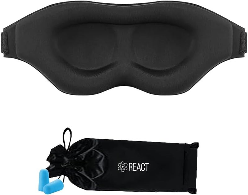 Generic Sleep Mask - 3D Contoured Eye Mask for Sleeping - 100% Light-Blocking Blindfold - Soft Sides for Side Sleeper - Men - Women with Eyelash Extensions - Ear Plugs - Travel Bag