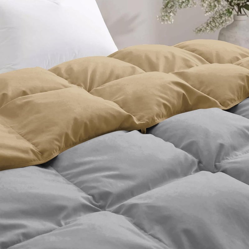 BEDDY FUSION Heavy Winter 600 GSM Comforter Double Bed Size 90X100 600 GSM Microfiber Super Soft Fluffy for Winter ComforterRajaiDuvetBlanket Double Bed BeigeSilver Grey Color - Image 4