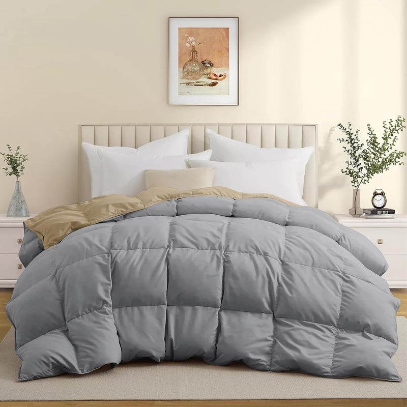 BEDDY FUSION Heavy Winter 600 GSM Comforter Double Bed Size 90X100 600 GSM Microfiber Super Soft Fluffy for Winter ComforterRajaiDuvetBlanket Double Bed BeigeSilver Grey Color - Image 2