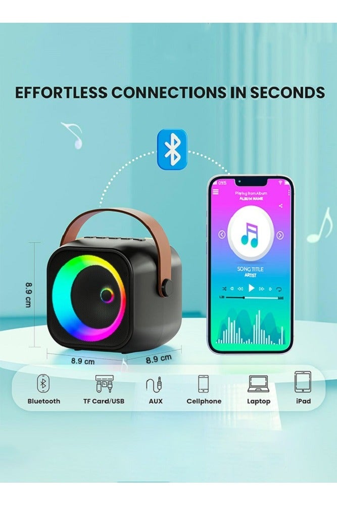 Portable Karaoke Machine with 2 Wireless Microphones, Bluetooth Speaker for Kids  Adults, Mini Karaoke Set with LED Lights, Rechargeable Battery, Ideal for Home Party, Car Karaoke, Birthday Gift for - Image 3