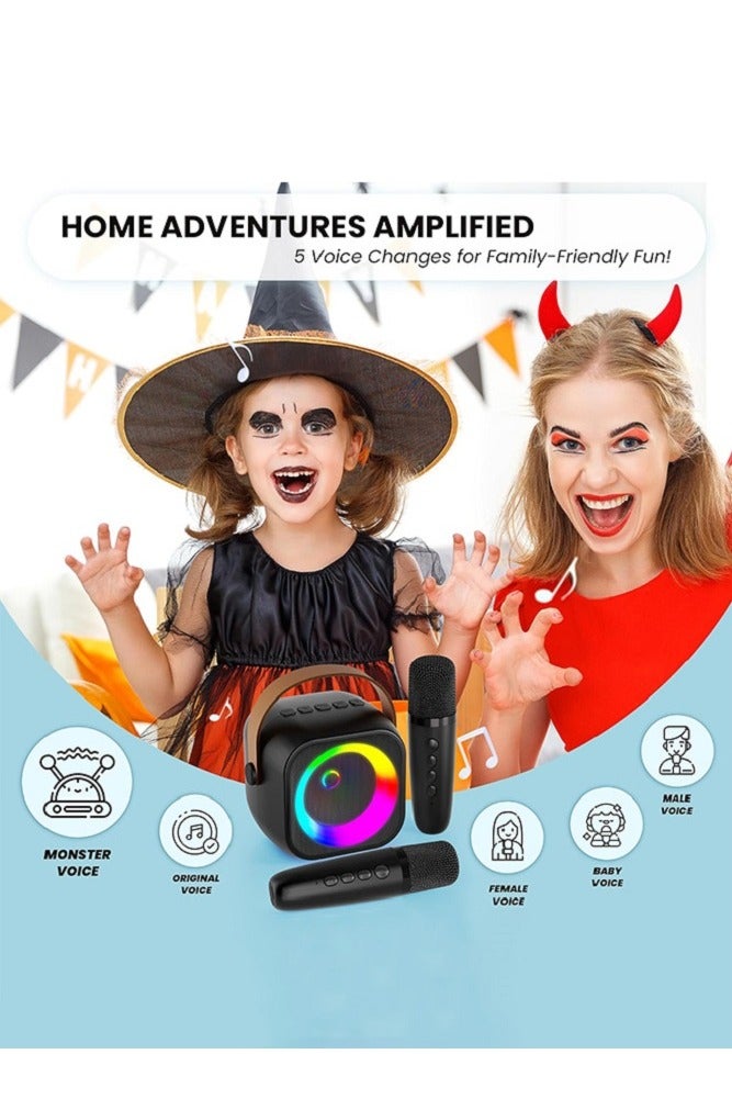Portable Karaoke Machine with 2 Wireless Microphones, Bluetooth Speaker for Kids  Adults, Mini Karaoke Set with LED Lights, Rechargeable Battery, Ideal for Home Party, Car Karaoke, Birthday Gift for - Image 4
