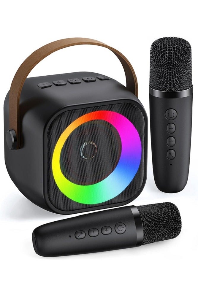 Portable Karaoke Machine with 2 Wireless Microphones, Bluetooth Speaker for Kids  Adults, Mini Karaoke Set with LED Lights, Rechargeable Battery, Ideal for Home Party, Car Karaoke, Birthday Gift for - Image 1