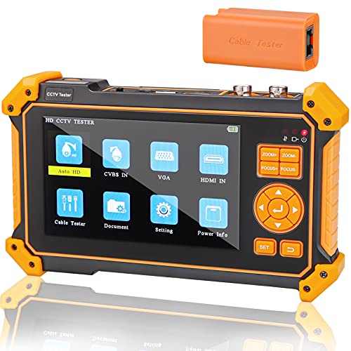 WSDCAM 5 inch TFT-LCD Screen CCTV Camera Tester Monitor Support 4K 8MP CVI TVI AHD SDI CVBS Analog Camera, Support HDMI in VGA in PTZ Control/DC12V Power Output/UTP Cable Tester, 3200-Plus - Image 1