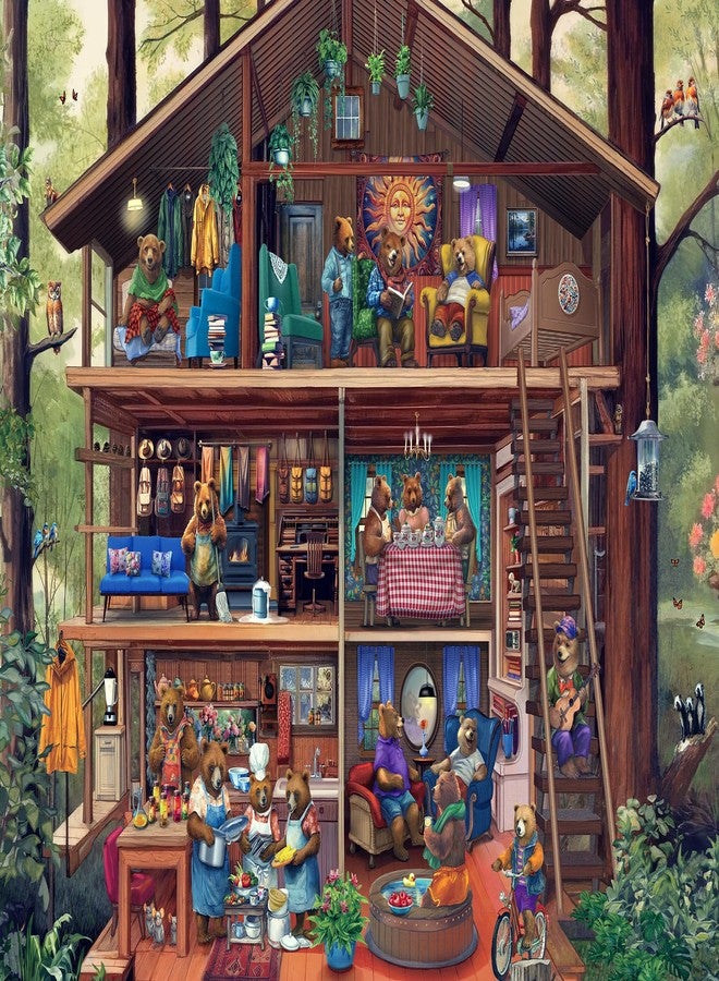 Mulic 500 Piece Puzzles for Adults - Jigsaw Puzzles - Bear Cabin - Designed by Bigelow Illustrations - Image 1