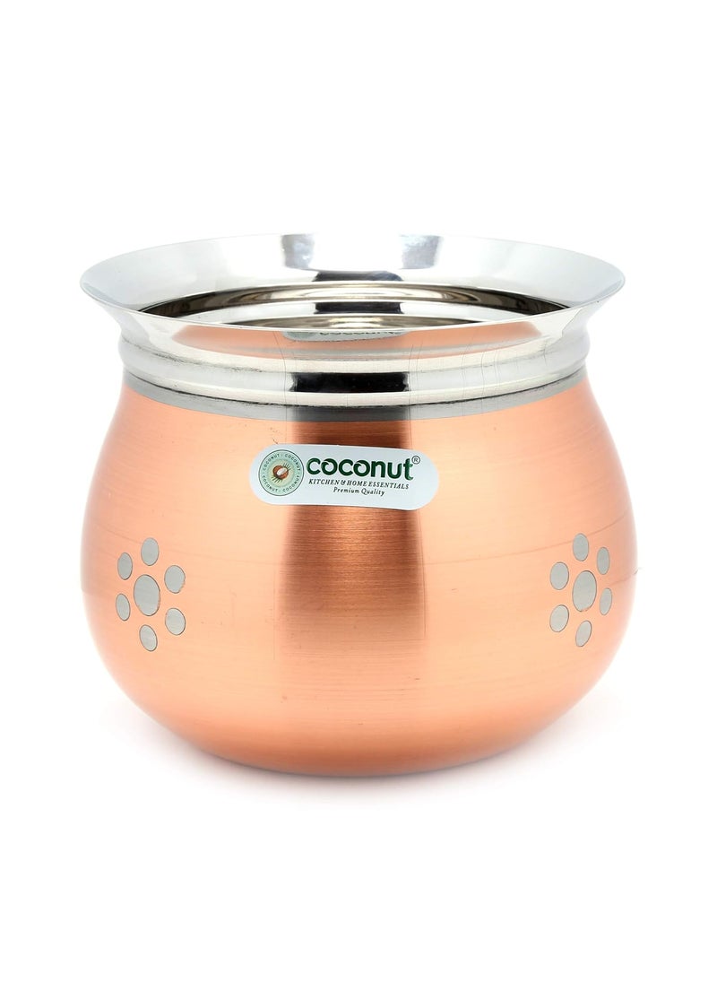 Coconut - Coconut Stainless Steel - Cookware/Daisy Handi -1 Unit - Capacity - 1400 ML - Image 1