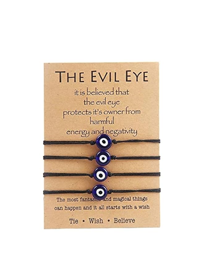 erorex Evil Eye Lucky Bracelets Set Colorful Evil Eye Beaded Adjustable Braided Red String Turkish Amulet Good Lcuk Jewelry For Women Men Black - Image 1