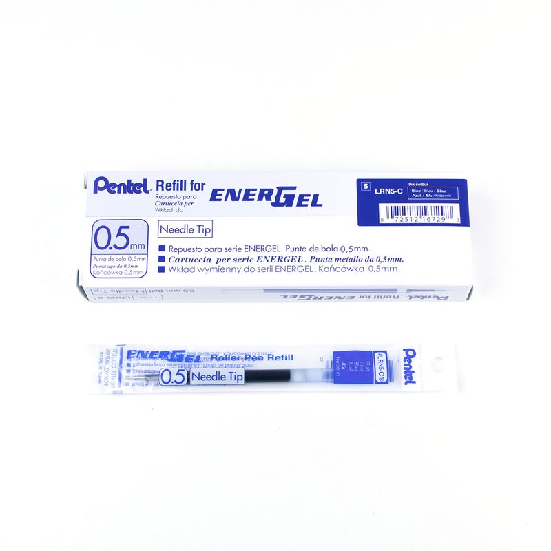 Pentel Refill Ink for EnerGel Liquid Gel Pen, (0.5mm), Fine Line, Blue Ink, Box of 12 (LRN5-C) - Image 1