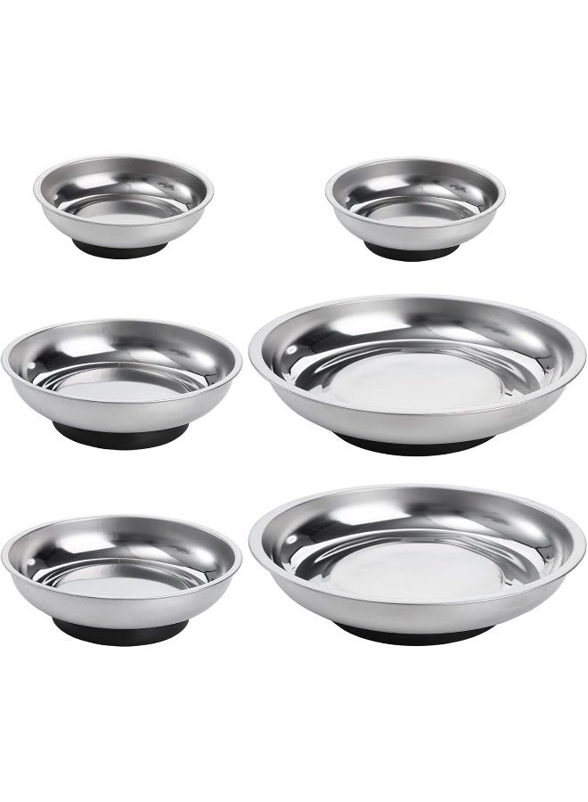 Hedume 6-Piece Magnet Trays Set, 3" 4" 6" Round Magnetic Parts Tray - Image 1
