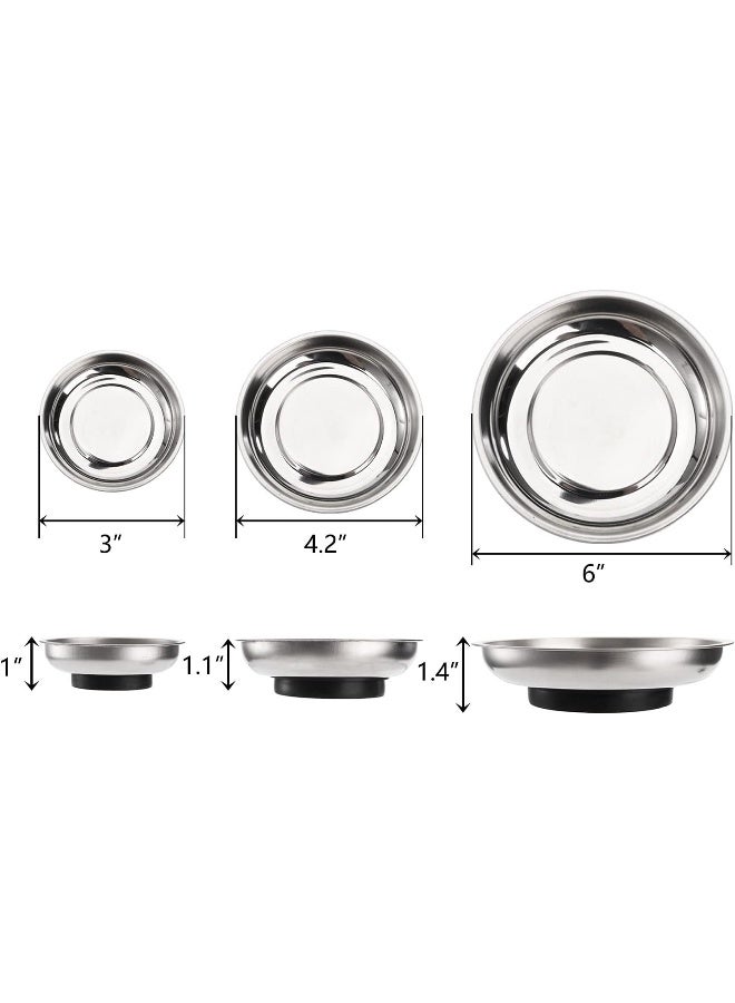 Hedume 6-Piece Magnet Trays Set, 3" 4" 6" Round Magnetic Parts Tray - Image 5