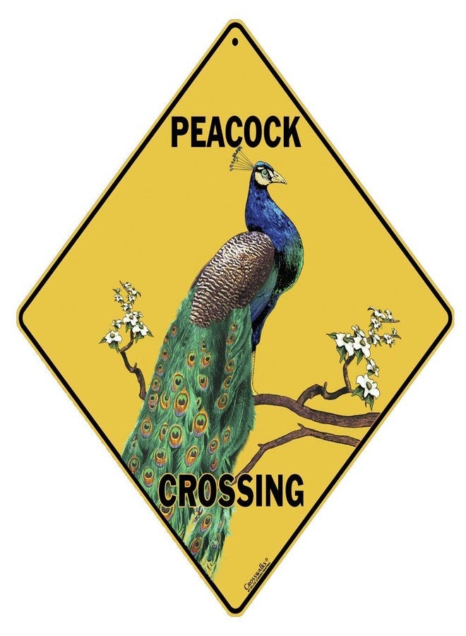 CROSSWALKS Peacock Crossing 12" X 12" Aluminum Sign (X218) - Image 1