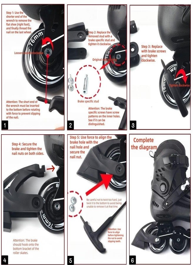 ACGarden DIY Roller Skate Replacement Brake Pad Set, Non-Slip Safety Brake Block for Adult Inline Skates with Wheel Size 70mm≤80mm & Compatible Rear Brake Mount - Check Dimensions Before Order, 2Pcs Black - Image 5