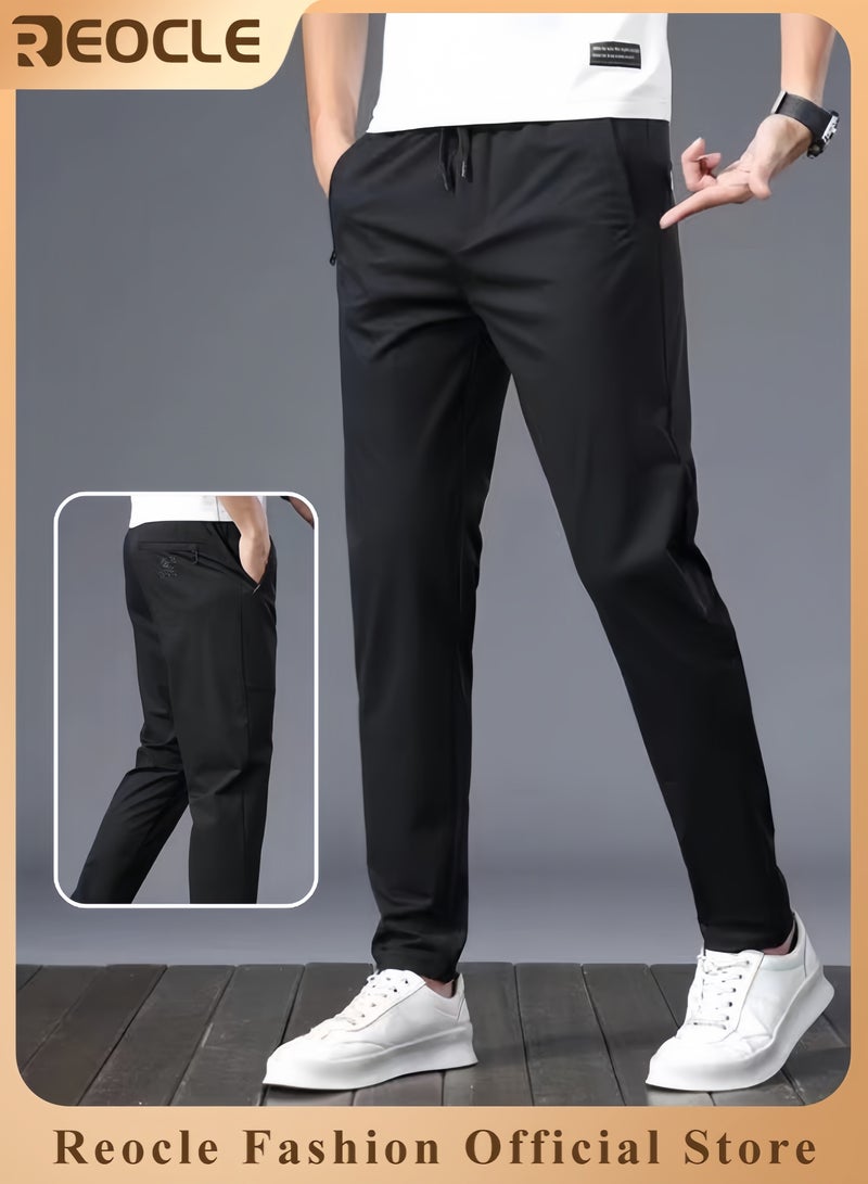 REOCLE Men's Ice Silk Ultra-thin Sports Pants Quick Dry Stretch Straight Fit Comfyfit Pants Ultra Stretch Camping Fishing Running Athletic Active Jogger Pant  - Image 1