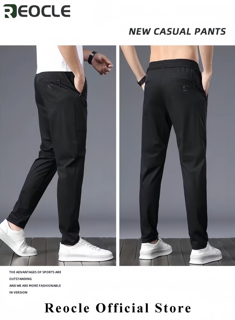 REOCLE Men's Ice Silk Ultra-thin Sports Pants Quick Dry Stretch Straight Fit Comfyfit Pants Ultra Stretch Camping Fishing Running Athletic Active Jogger Pant  - Image 3