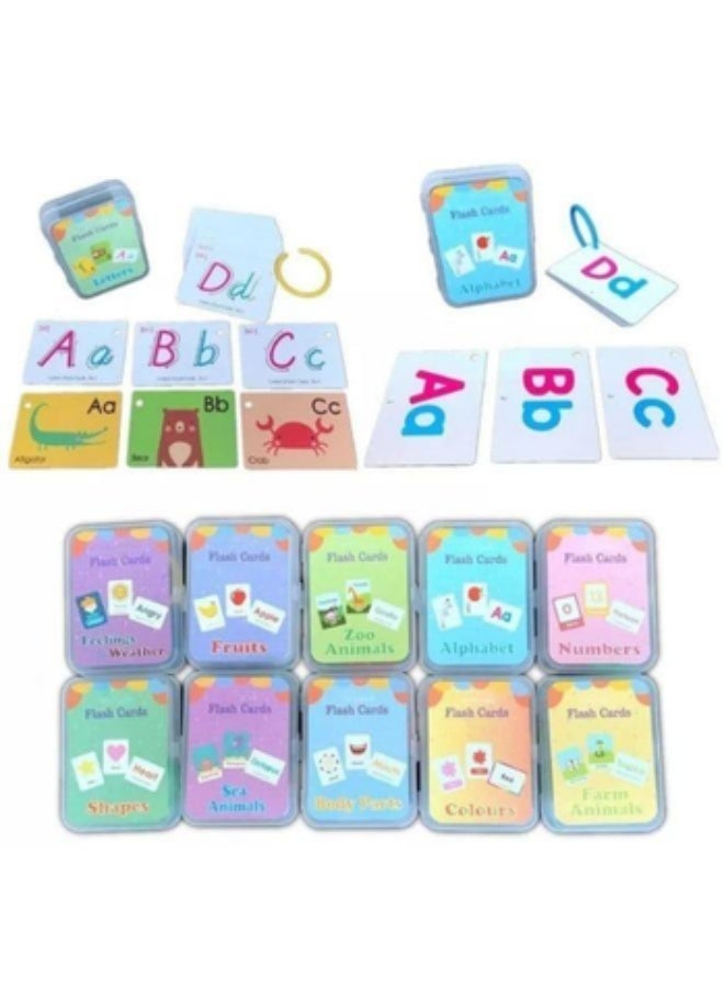 2 Sets Educational Flash Cards Pocket Card Preschool Teaching Cards for kids, Alphabet and Fruits Set - Image 4