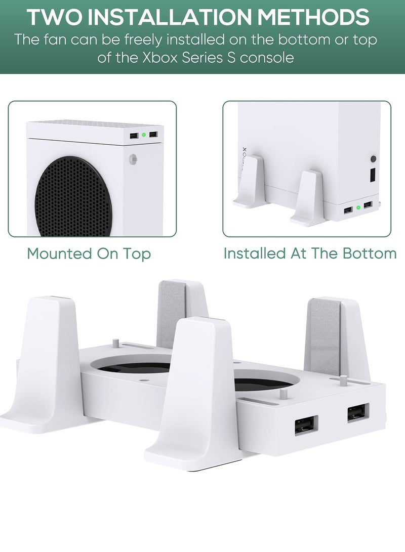 إسكدنيا Cooling Fan Mount for Xbox Series S - Dual High-Speed Fans with Dock Attachment, Two Mounting Options, Three Adjustable Speeds, and Two Extra USB Ports for Enhanced Performance. - Image 2