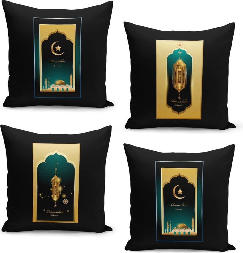 Filamente 4-Piece Cushion Cover Set Ramadan Special Pattern Double-Sided Digital Printed 