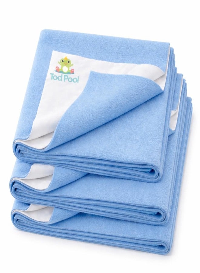 Tod PooL Breathable Bed Protector | Anti-Piling Fleece Extra Absorbent Washable | Waterproof Quick Dry Sheet | Bed Protector Sheet for Kids and Adults (3, Blue, Large (140x100cm)) - Image 1