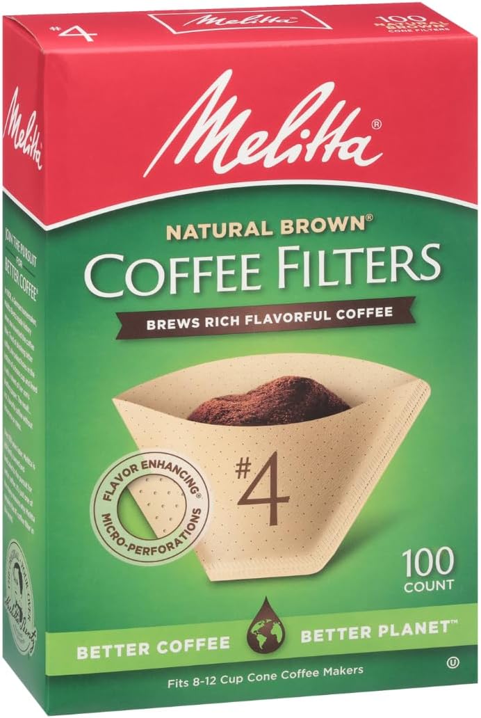 Melitta #4 Cone Coffee Filters, Natural Brown, 100 Count (Pack Of 6), 600 Total Filters - Fits all 8-12 Cup Cone Coffee Makers and Pour-Overs, Compostable, Tear-Resistant, Made in USA - Image 2