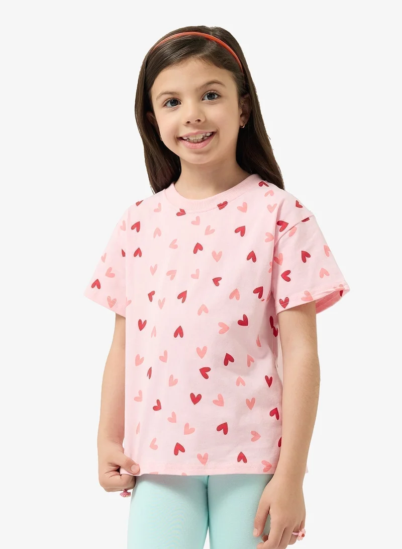 Pinata Heart Printed Pink Cotton Tshirt