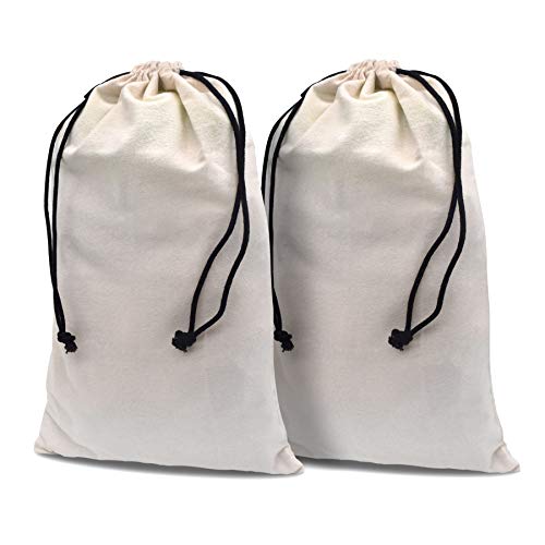 ZENPAC Cowboy Boot Bag, Beige Duster Flannel Pouch with Drawstring Closure, Washable Breathable Cotton Fabric for Shoes, Luggage, 12.5x20.5, 2 Pack - Image 1