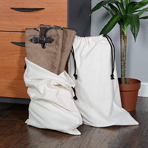 ZENPAC Cowboy Boot Bag, Beige Duster Flannel Pouch with Drawstring Closure, Washable Breathable Cotton Fabric for Shoes, Luggage, 12.5x20.5, 2 Pack - Image 3