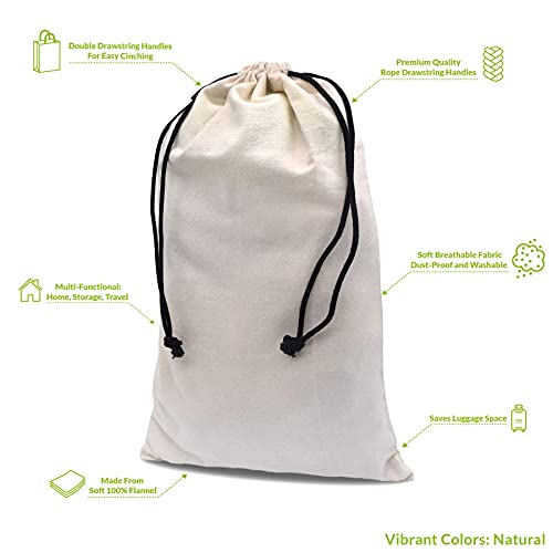 ZENPAC Cowboy Boot Bag, Beige Duster Flannel Pouch with Drawstring Closure, Washable Breathable Cotton Fabric for Shoes, Luggage, 12.5x20.5, 2 Pack - Image 4