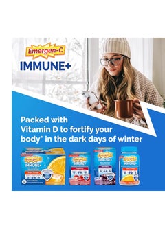 Emergen-C Immune+ Vitamin C 1000mg (18 Count, Elderberry) Dietary Supplement Fizzy Drink Mix Powder Packets  - Image 2