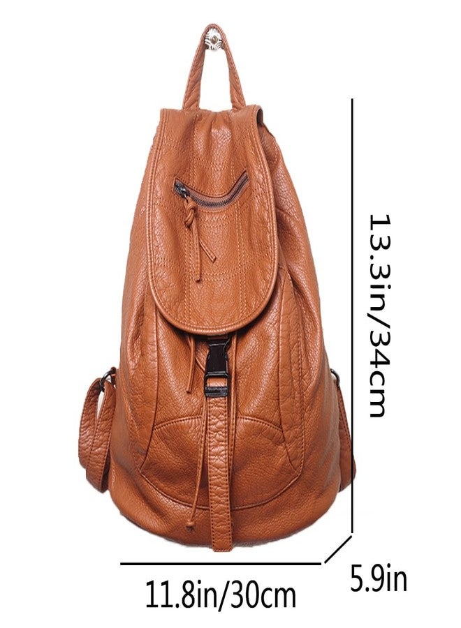 AlwaySky Women Hobo Drawstring Backpack Travel Daypack Satchel Soft Faux Leather Purse Shoulder Bags Brown - Image 2