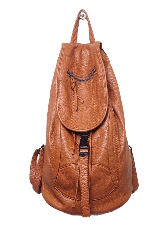 AlwaySky Women Hobo Drawstring Backpack Travel Daypack Satchel Soft Faux Leather Purse Shoulder Bags Brown - Image 1