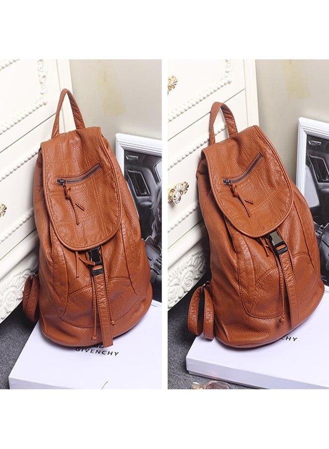 AlwaySky Women Hobo Drawstring Backpack Travel Daypack Satchel Soft Faux Leather Purse Shoulder Bags Brown - Image 3