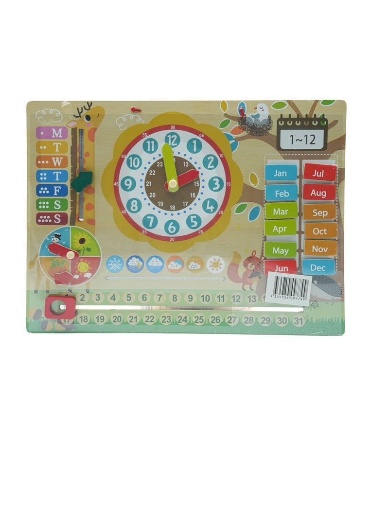 Playtive Kids Wooden Magnetic Learning Clock Calendar Board. Montessori-Inspired Toy with Moveable Hands, Days, Months, Weather & Seasons. Educational Time Learning Tool for Toddlers, Preschoolers & Kindergarten Children. Fun Daily Routine Chart - Image 2