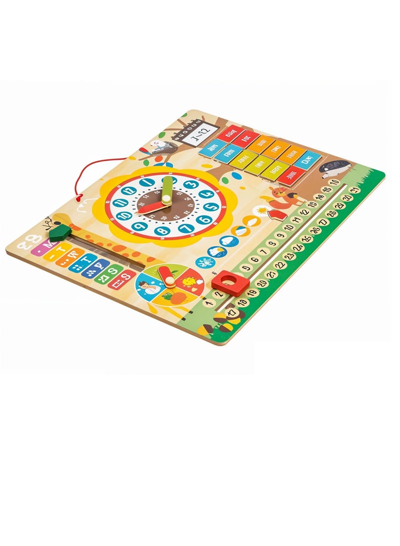 Playtive Kids Wooden Magnetic Learning Clock Calendar Board. Montessori-Inspired Toy with Moveable Hands, Days, Months, Weather & Seasons. Educational Time Learning Tool for Toddlers, Preschoolers & Kindergarten Children. Fun Daily Routine Chart - Image 3