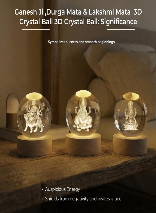 Divine Hindu Ganesh, Lakshmi & Durga LED Night Light Plug-in Compact Nightlamp for Hallway, Bathroom, Kitchen & Bedroom – Soft Warm White Glow | Night Light for Home Décor, Office & Gifts | Set of 3 - Image 4